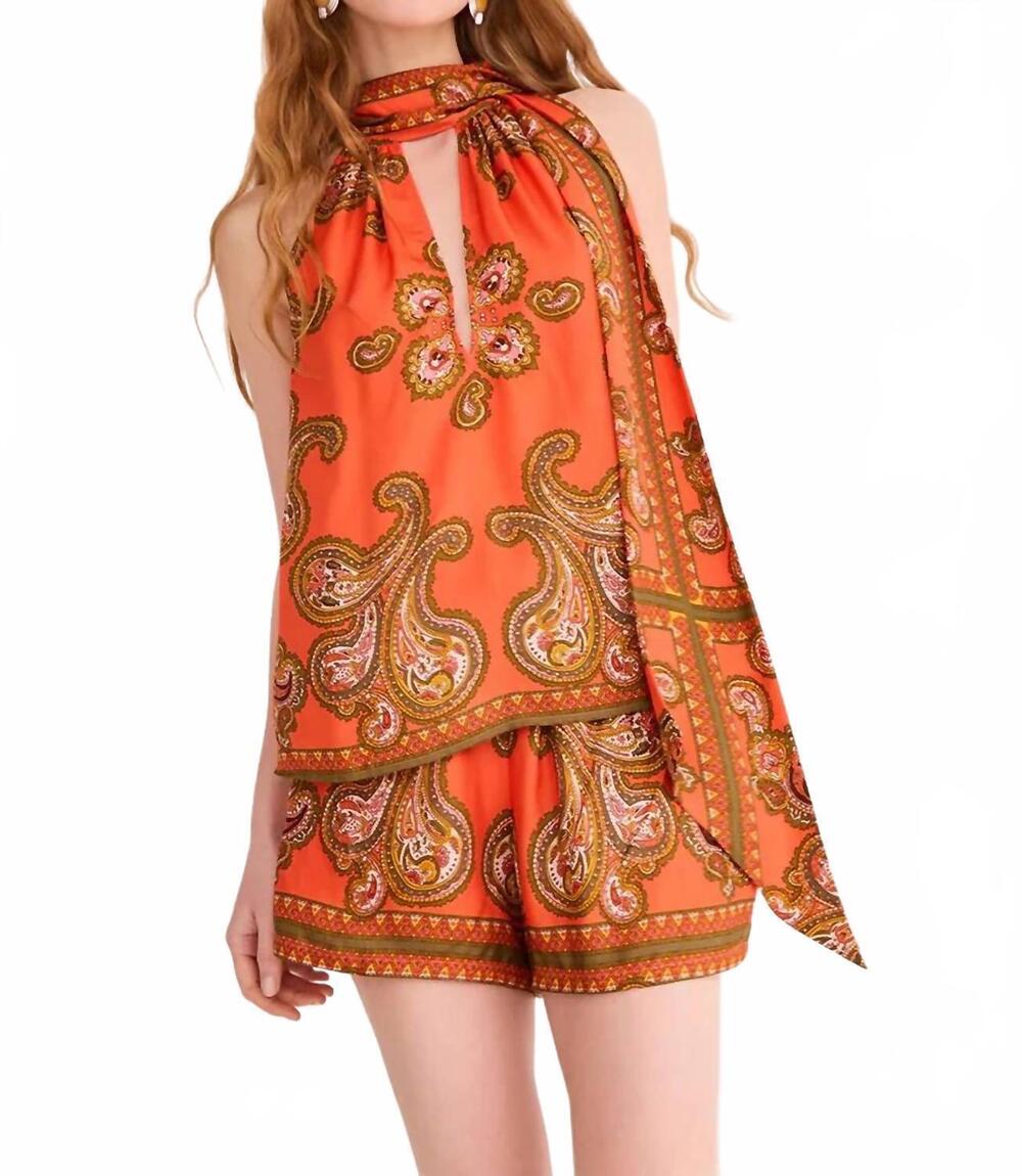 NEW CARA CARA sundance halter top in sierra paisley orange
